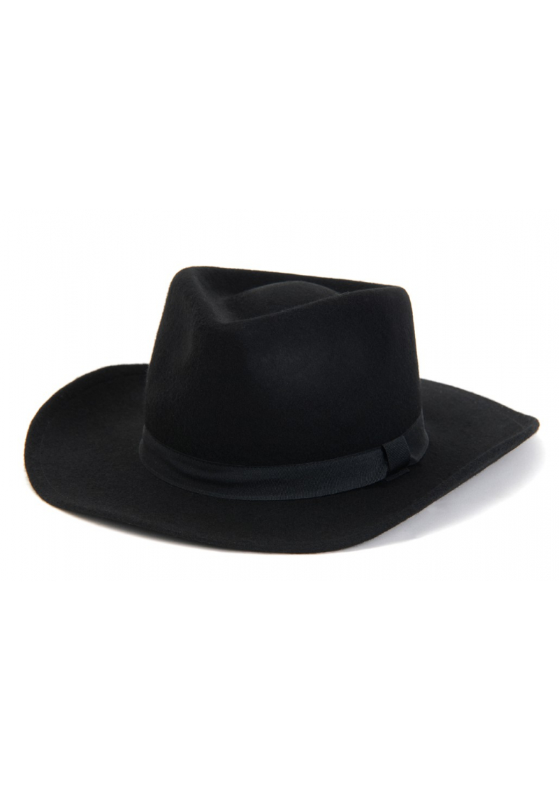 Chapeau Signes feutre à bord court noir