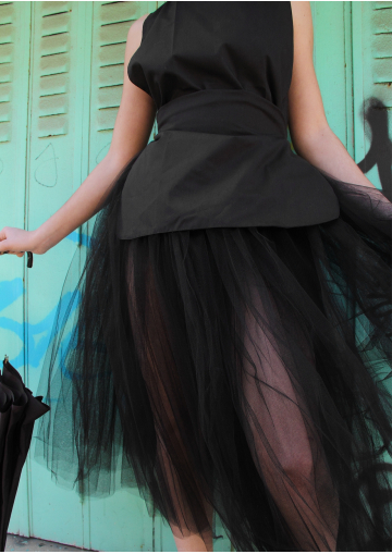 Mid-long rehearsal tulle skirt