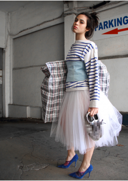 Mid-long rehearsal tulle skirt