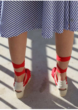 Catalan Espadrilles with Wedged Heels and Ribbons