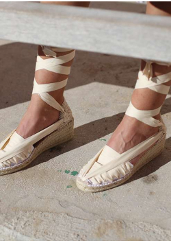 Catalan Espadrilles with Wedged Heels and Ribbons