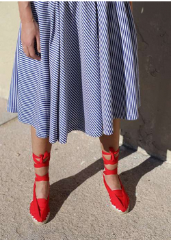 Catalan Espadrilles with Wedged Heels and Ribbons
