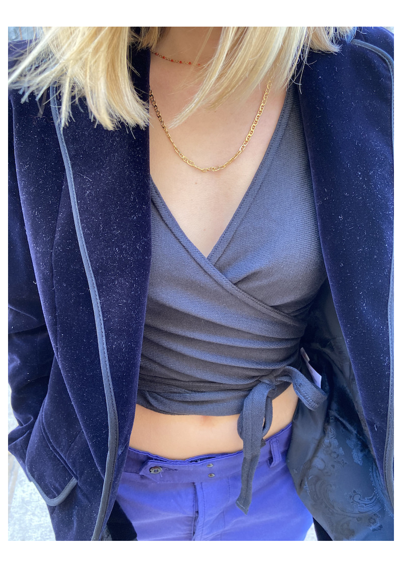 The genuine long sleeved wrap-over top The genuine long sleeved wrap-over top