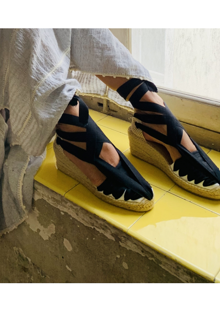 espadrilles talon compensé lacets