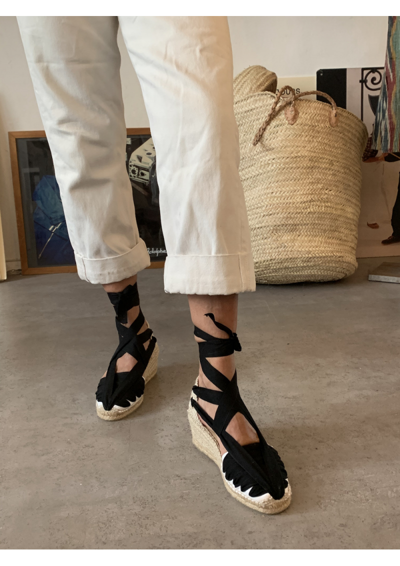 espadrilles talon compensé lacets